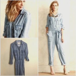 NEW Anthropologie pilcro chambray denim jumper S